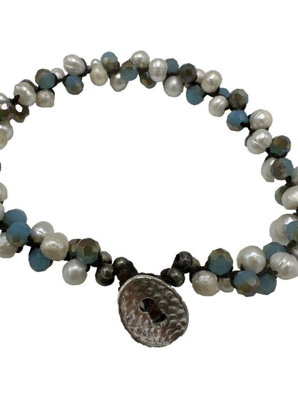 Cluster Beaded Faux Pearl Bracelet Toggle Clasp Cowgirl Western Boho Stackable